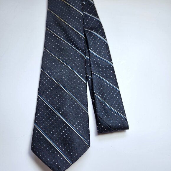 Johnny Carson Mens Necktie Vintage Blue with White Dots and White & Blue - Picture 1 of 5